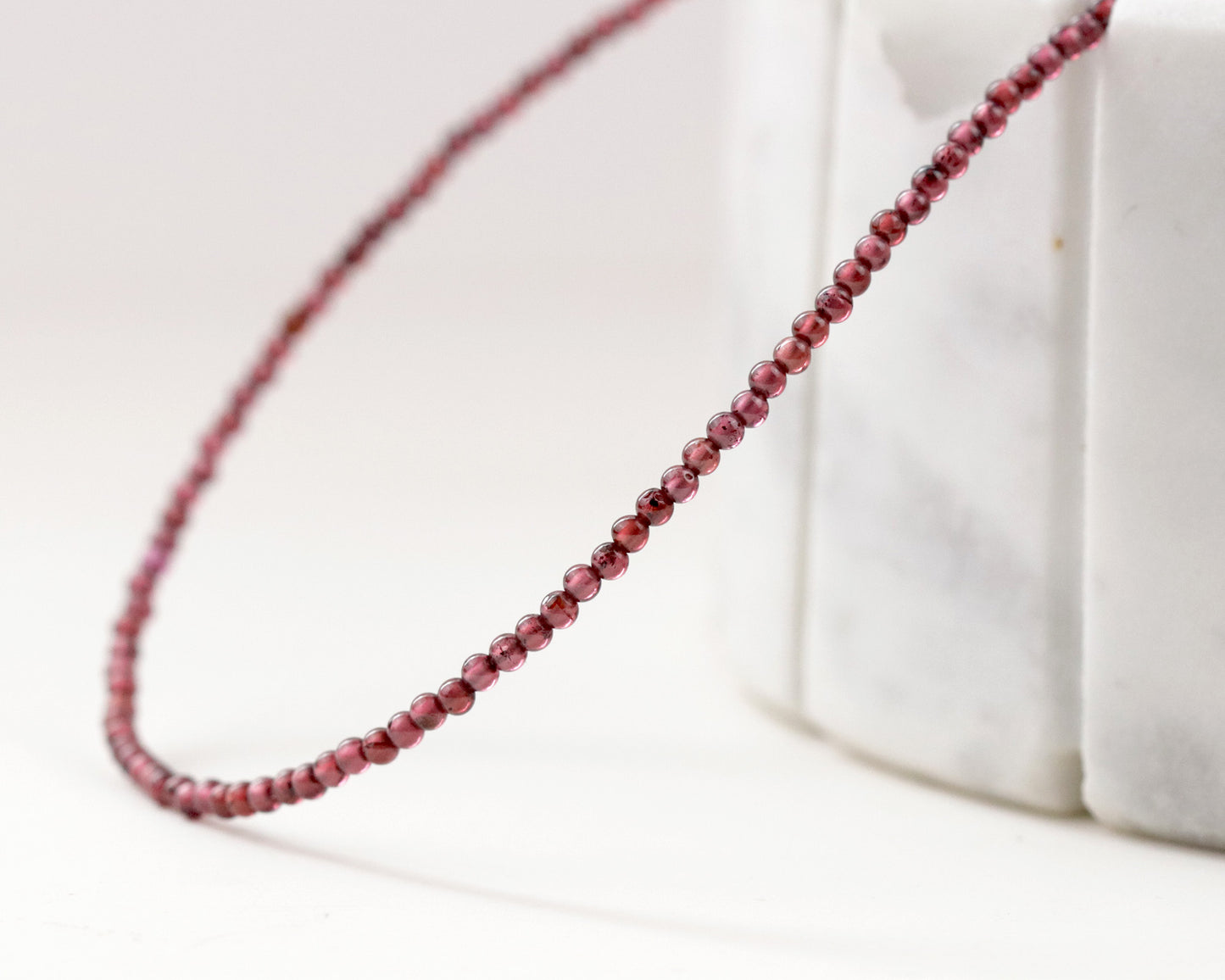 Garnet Tiny 2mm Round Beaded Choker, Bracelet, Natural Gemstones