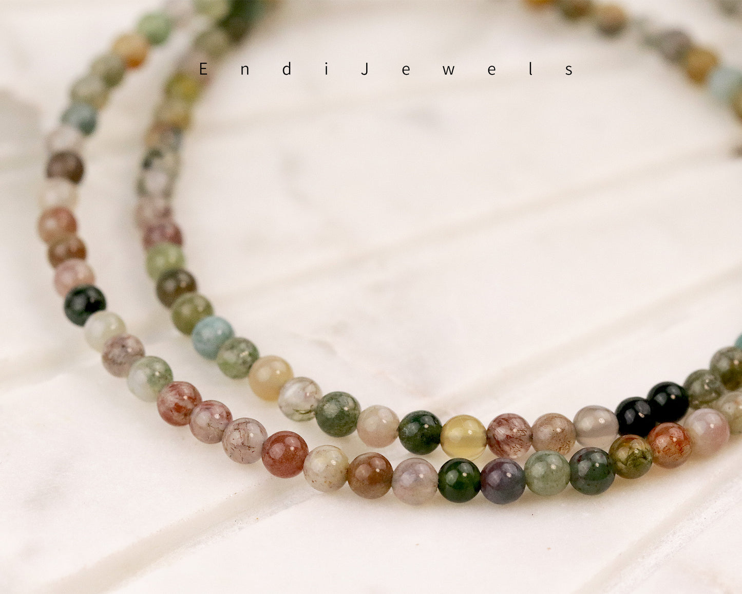 Indian Jasper 3mm Round Beaded Choker, Bracelet, Natural Gemstones