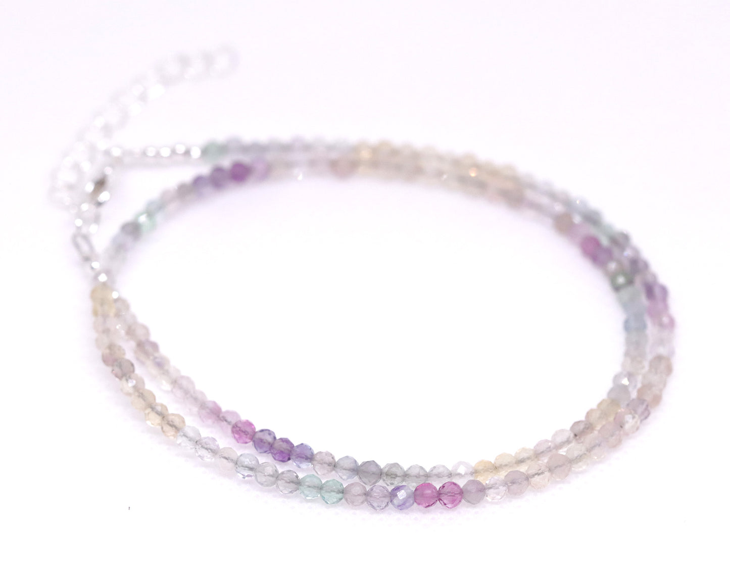 Gradient Fluorite 3mm Faceted Beaded Choker, Bracelet, Natural Gemstones