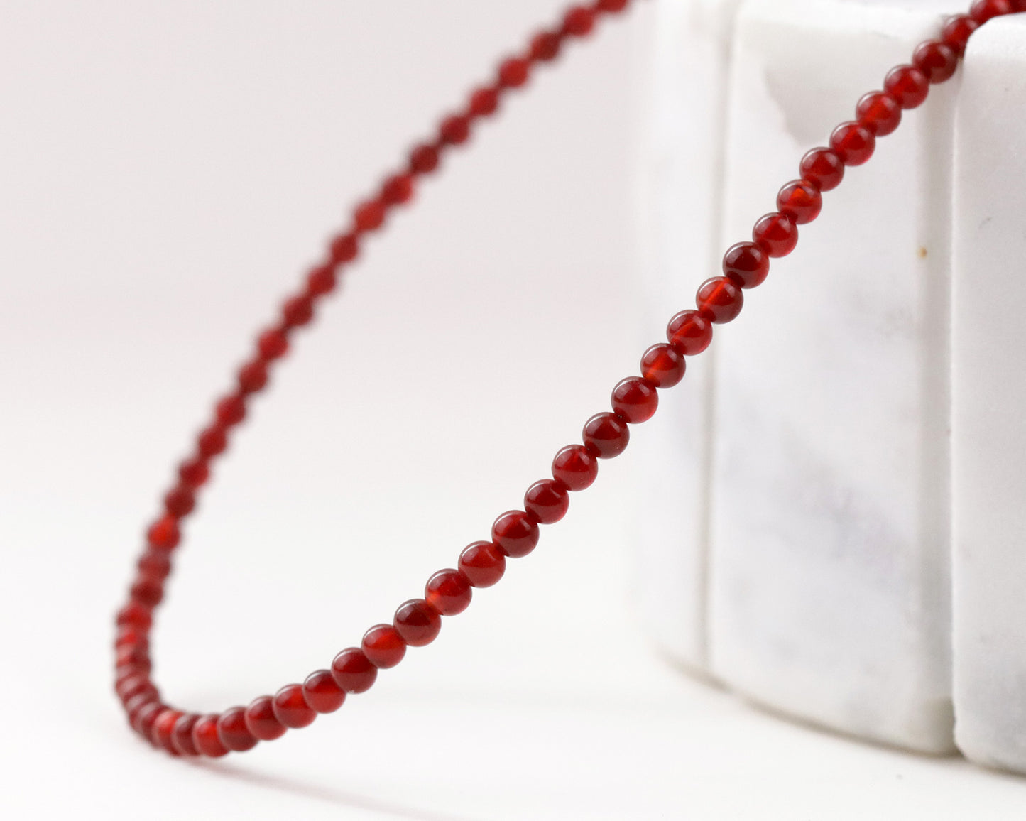 Red Agate 3mm Round Beaded Choker, Bracelet, Natural Gemstones Beaded Necklace