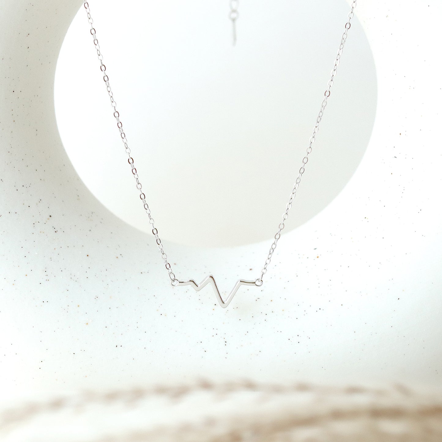 Electrocardiogram Pendant Necklace, 925 Sterling Silver, Simple Design, Minimalist Style Chain