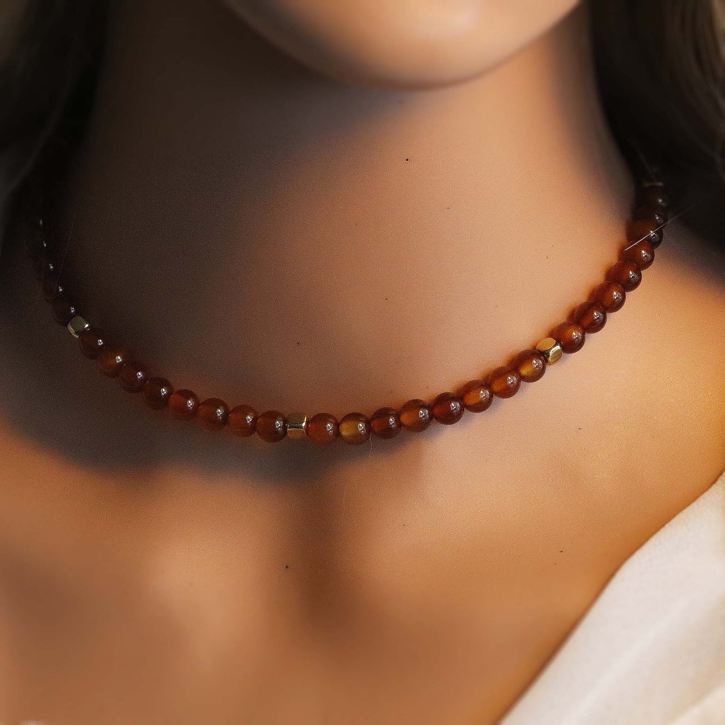 Brown Agate 6mm Round Beaded Choker, Bracelet, Natural Gemstones