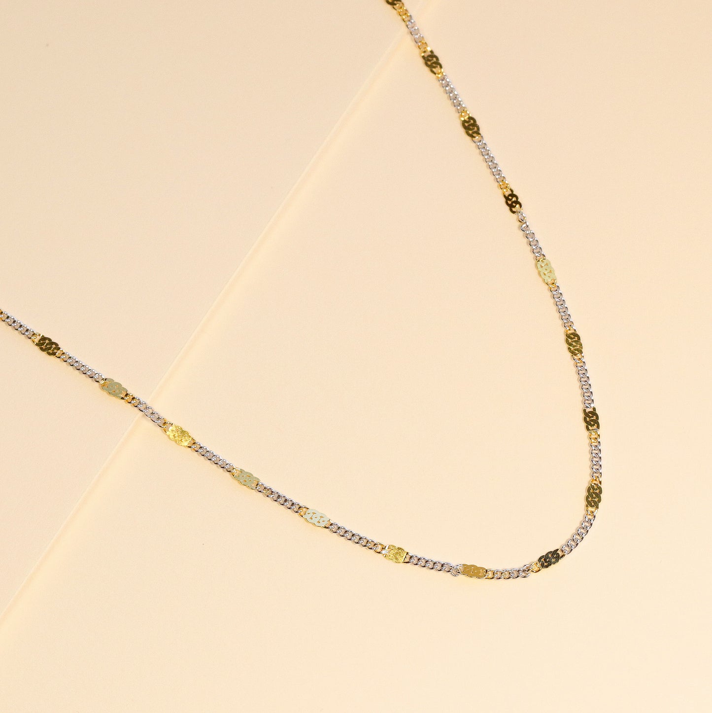 Gold and Silver Chain Necklace, Minimalist Jewelry, Daily Necklace, 18 inches