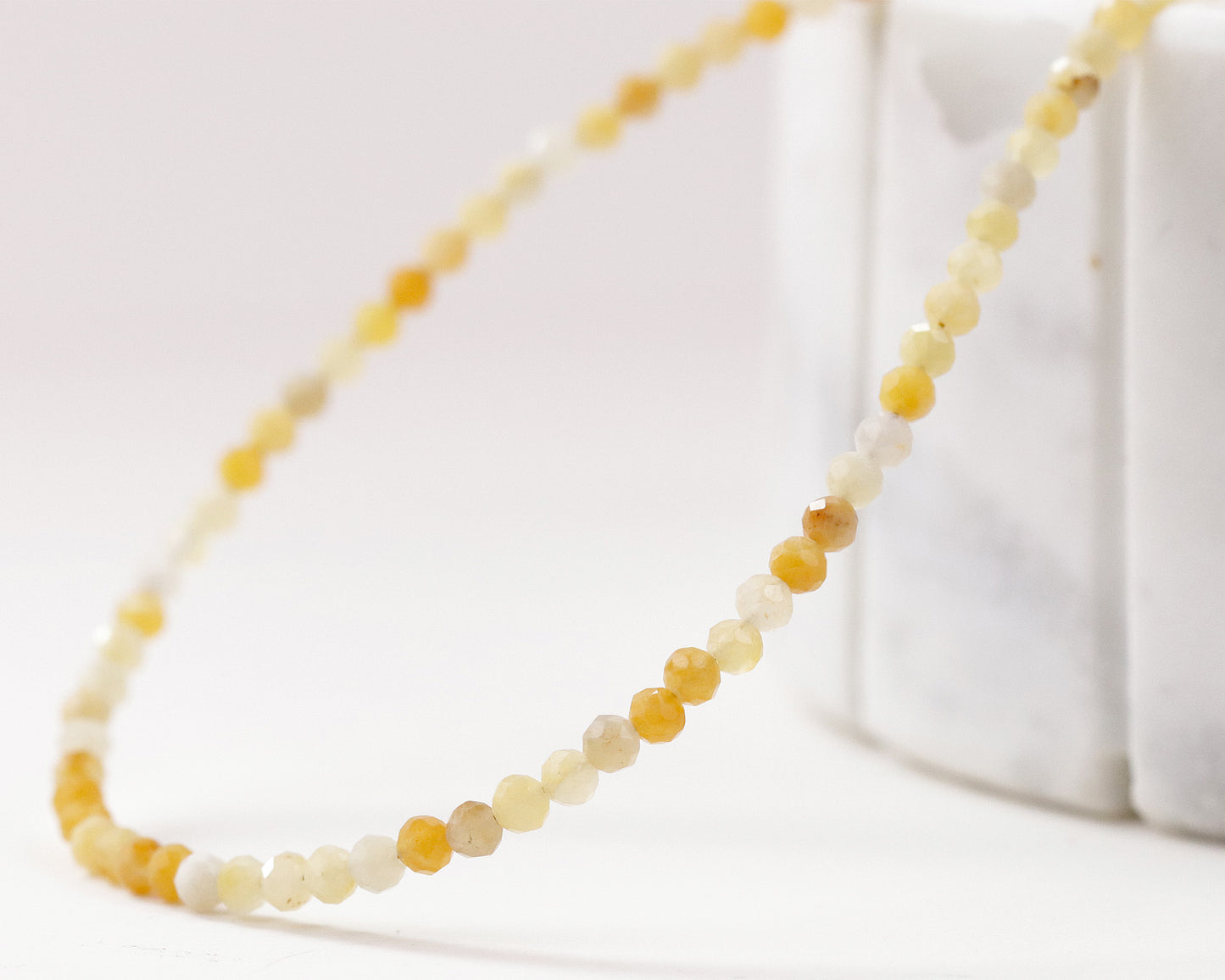 Yellow Jade 3.2mm Faceted Beaded Choker, Bracelet, Natural Gemstone Beaded Necklace