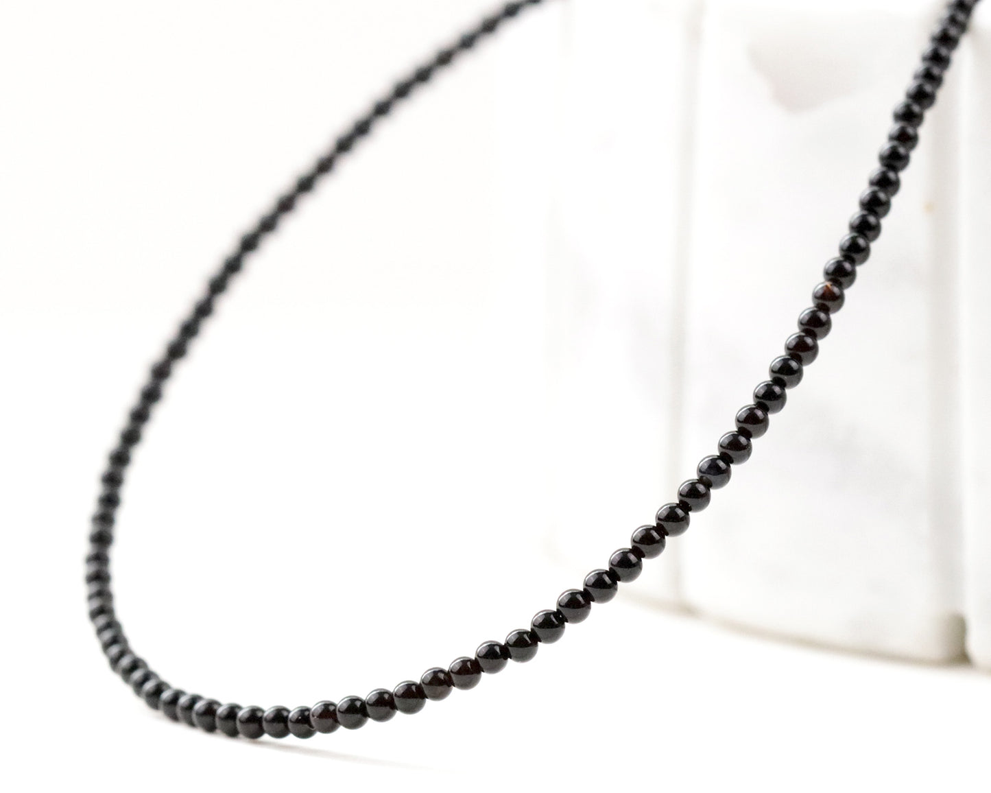 Black Spinel 2mm Round Beaded Choker, Bracelet, Natural Gemstone Beads