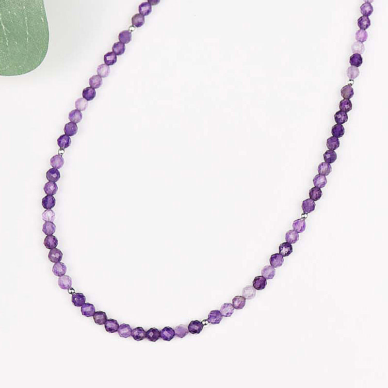 Amethyst 3mm Faceted Beaded Choker, Bracelet, Natural Gemstones