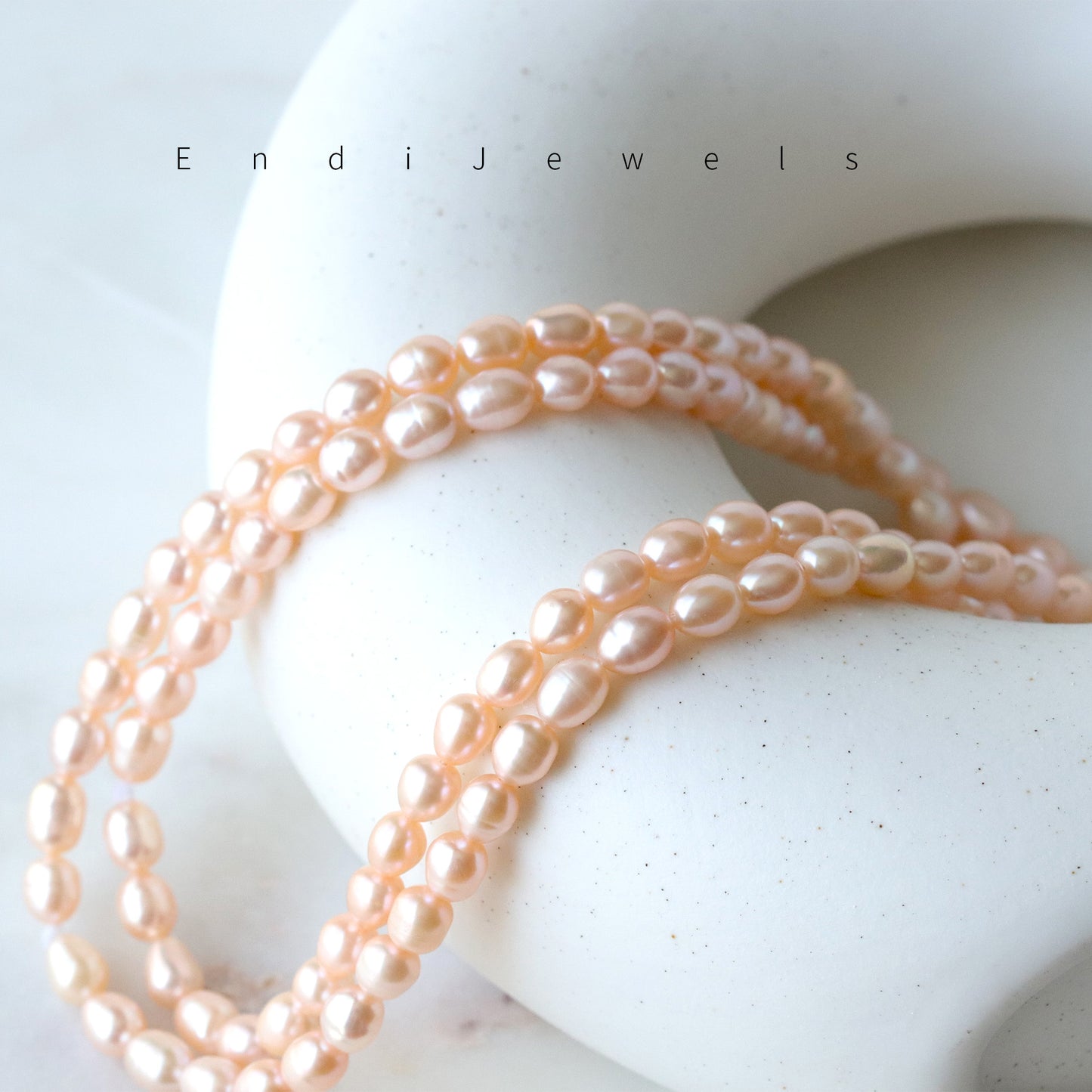 Pink Freshwater 5mm Oval-shaped Beaded Long Necklace, Real Pearls