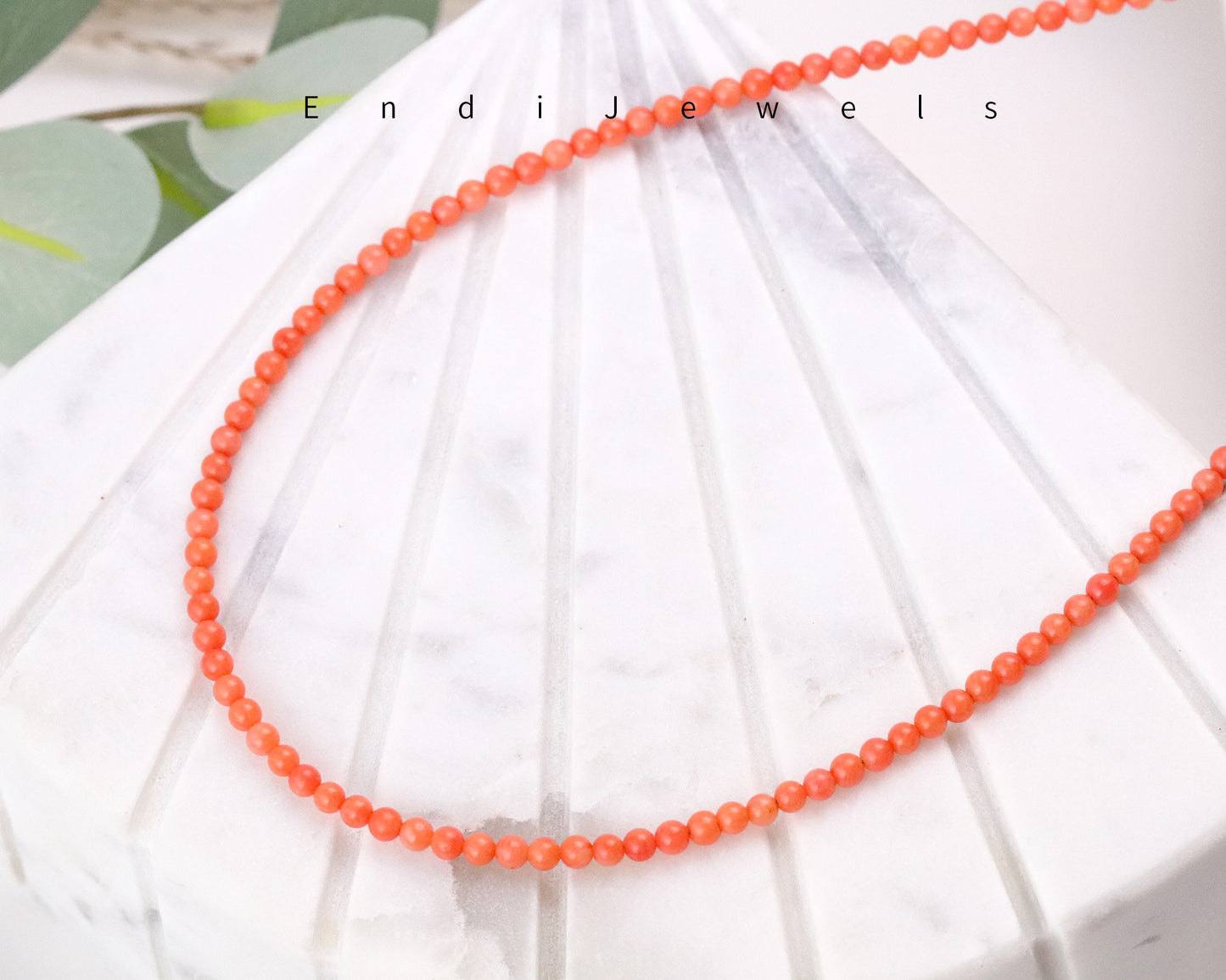 Pink Coral 3mm Round Beaded Choker, Bracelet, Natural Coral Gemstone Beads