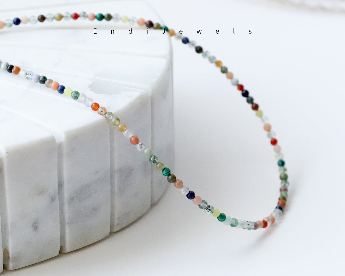 Natural Gemstone Mixed 3mm Round Beaded Choker, Bracelet, Colorful Beads