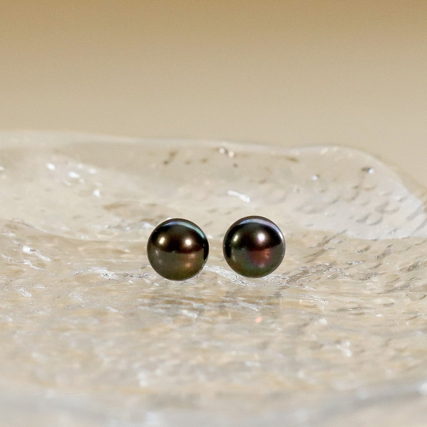 Black Freshwater 6mm Pearl Stud Earrings, Real Pearl Studs, Minimalist Style