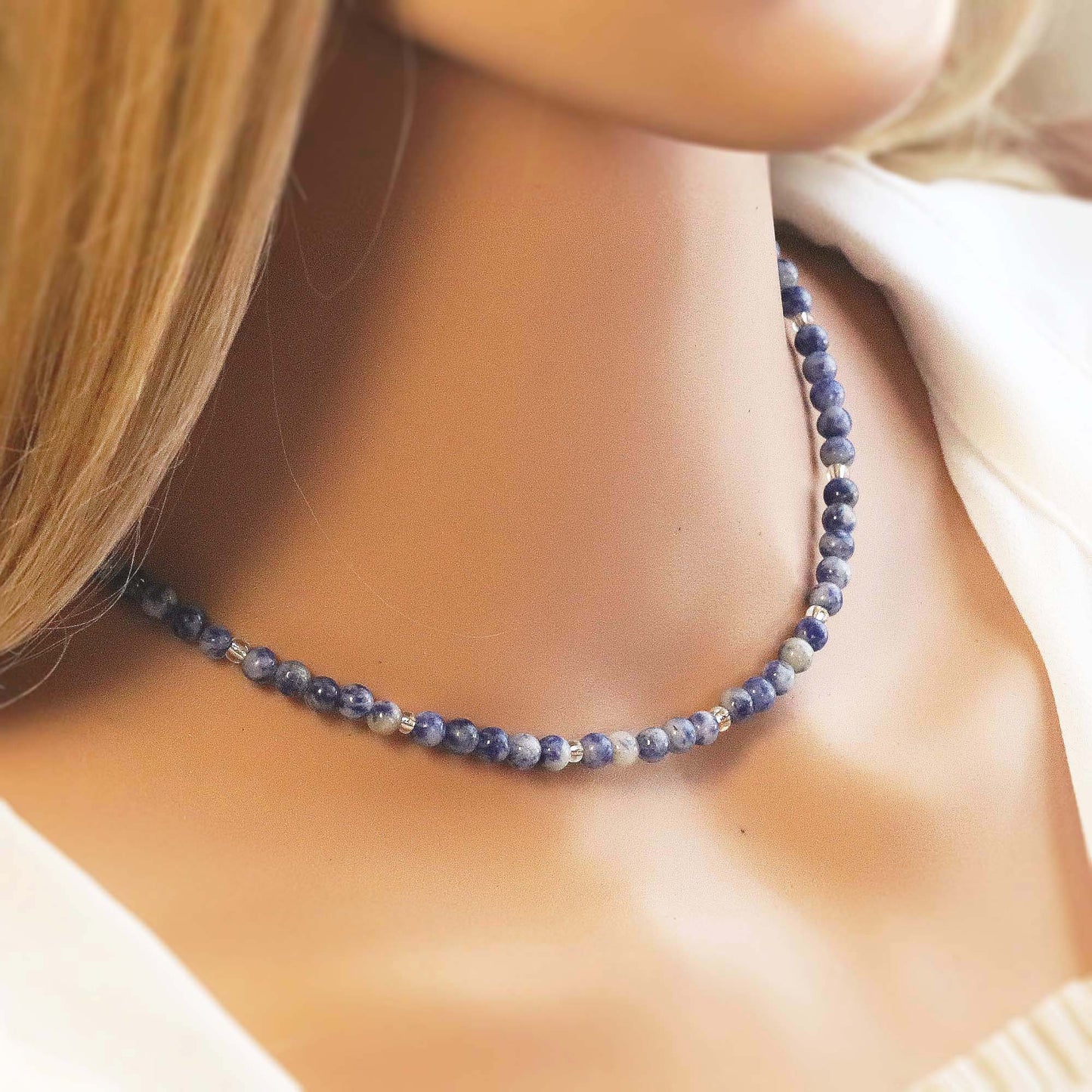 Sodalite 4mm Round beaded Choker, Bracelet, Natural Gemstones