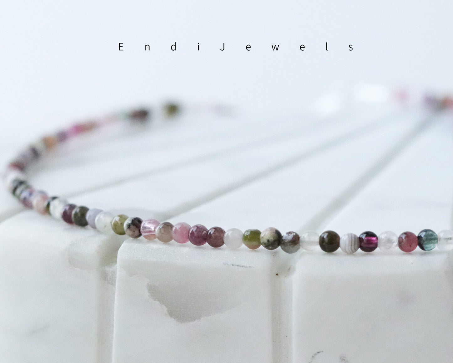 Tourmaline 3mm Round Beaded Choker, Bracelet, Natural Gemstones