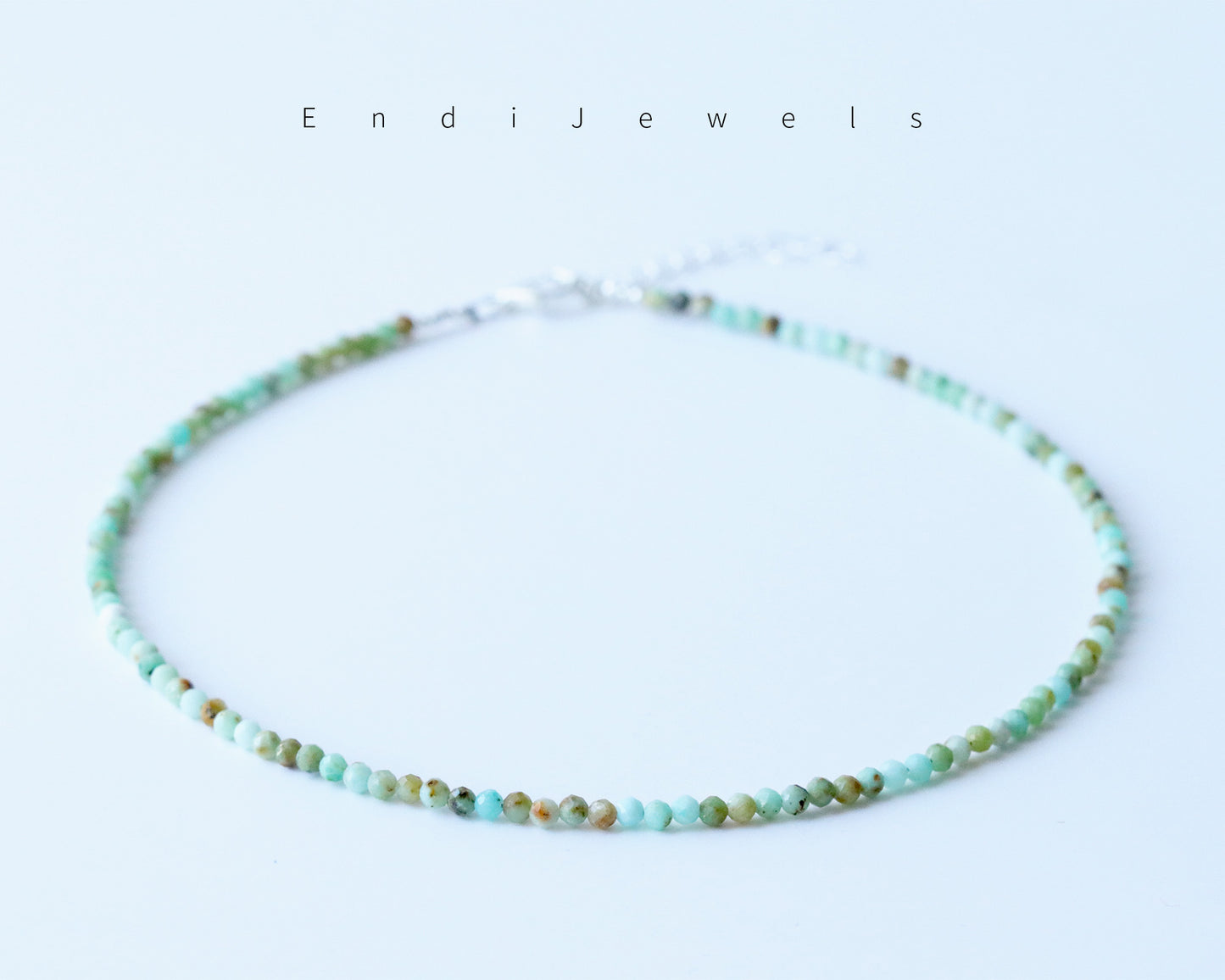 Green Opal 3mm Faceted Beaded Choker, Bracelet, Natural Gemstones