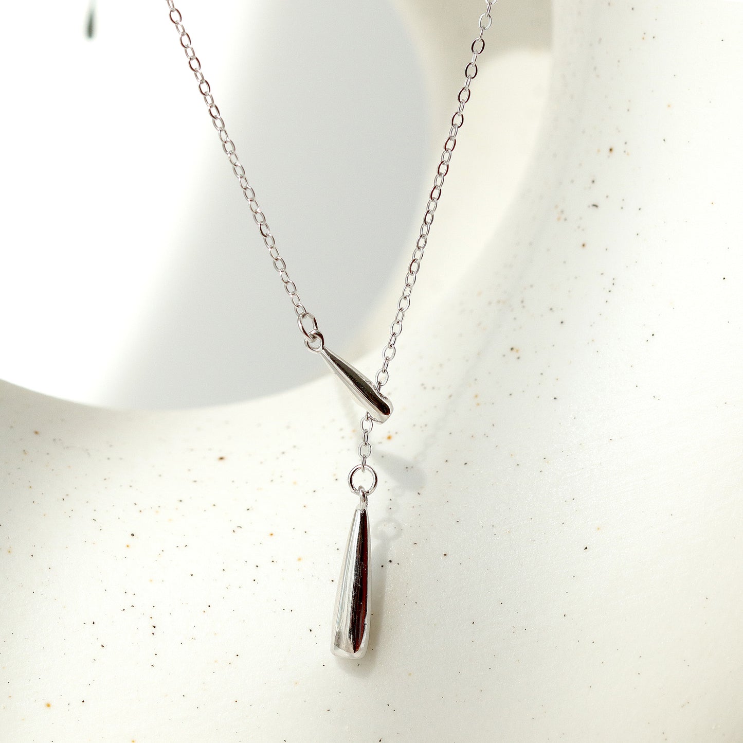 Dainty Water Drop Silver Choker, 925 Sterling Silver Chain Necklace, Minimalist Style