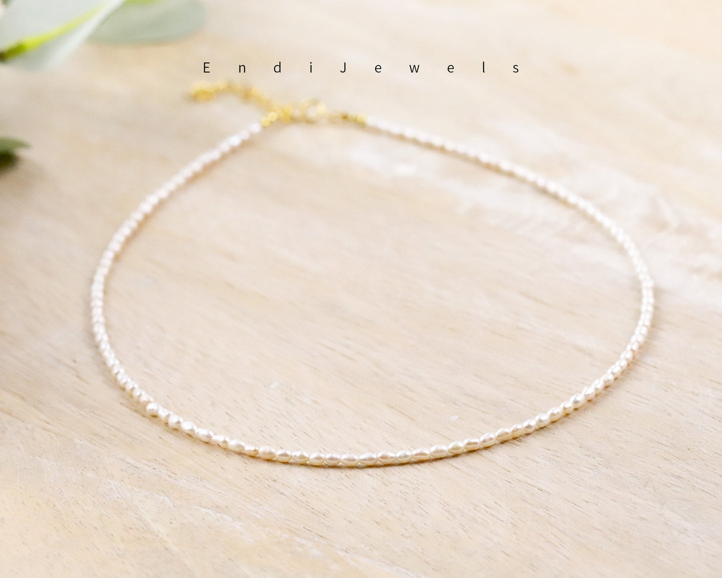 White Freshwater Rice Pearls, Tiny 2mm Pearl Choker, Real Natural Pearl Beads