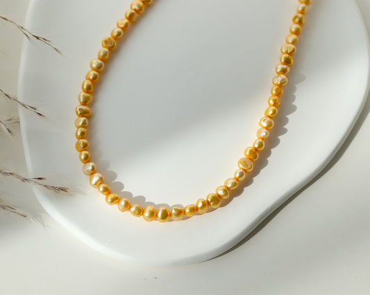 Saltwater Pearl Beaded Choker, Real Natural Pearl