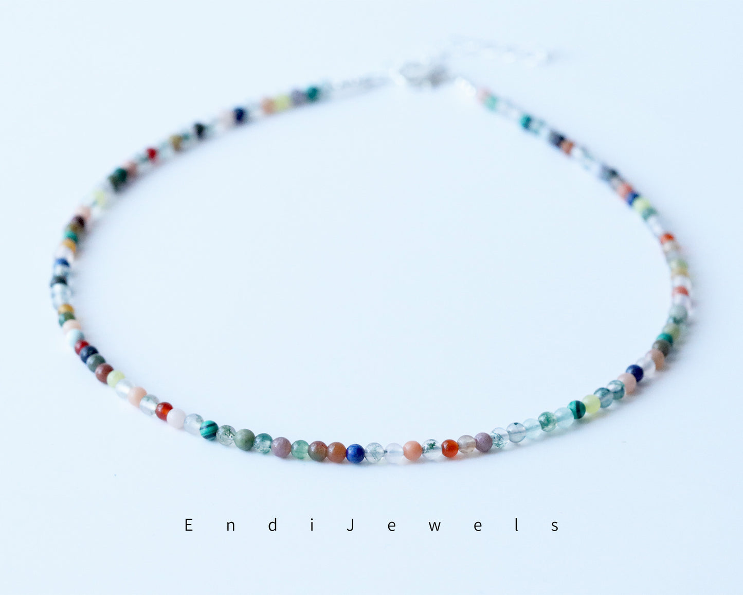 Natural Gemstone Mixed 3mm Round Beaded Choker, Bracelet, Colorful Beads