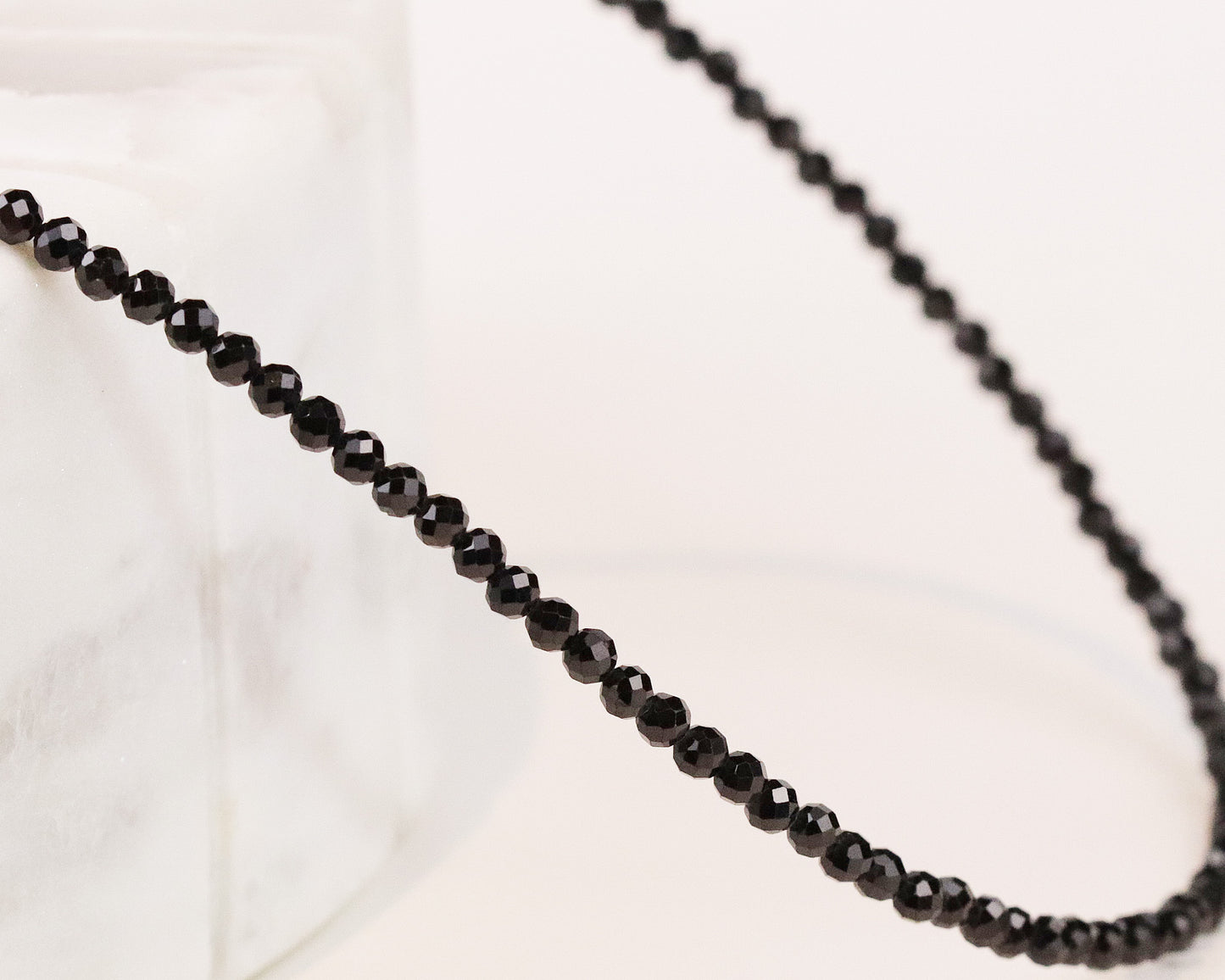 Black Spinel 3mm Faceted Beaded Choker, Bracelet, Natural Gemstones