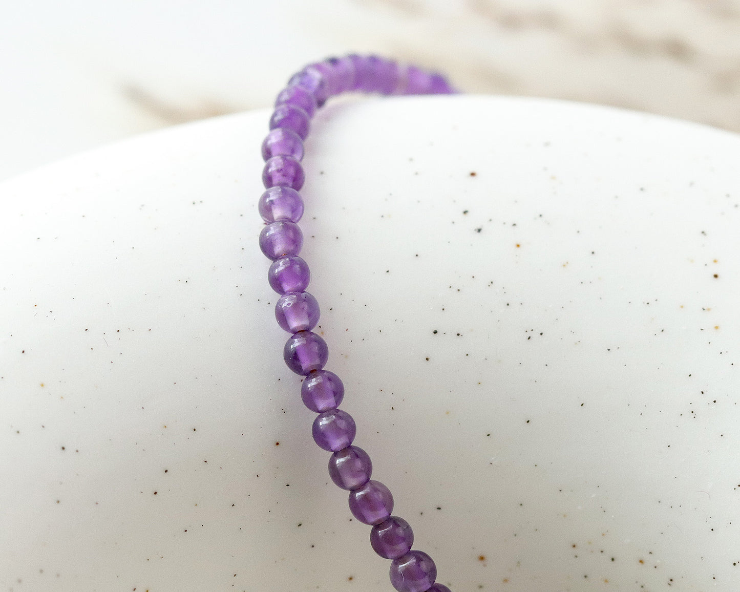 Amethyst 3mm Round Beaded Choker, Bracelet, Natural Purple Gemstones