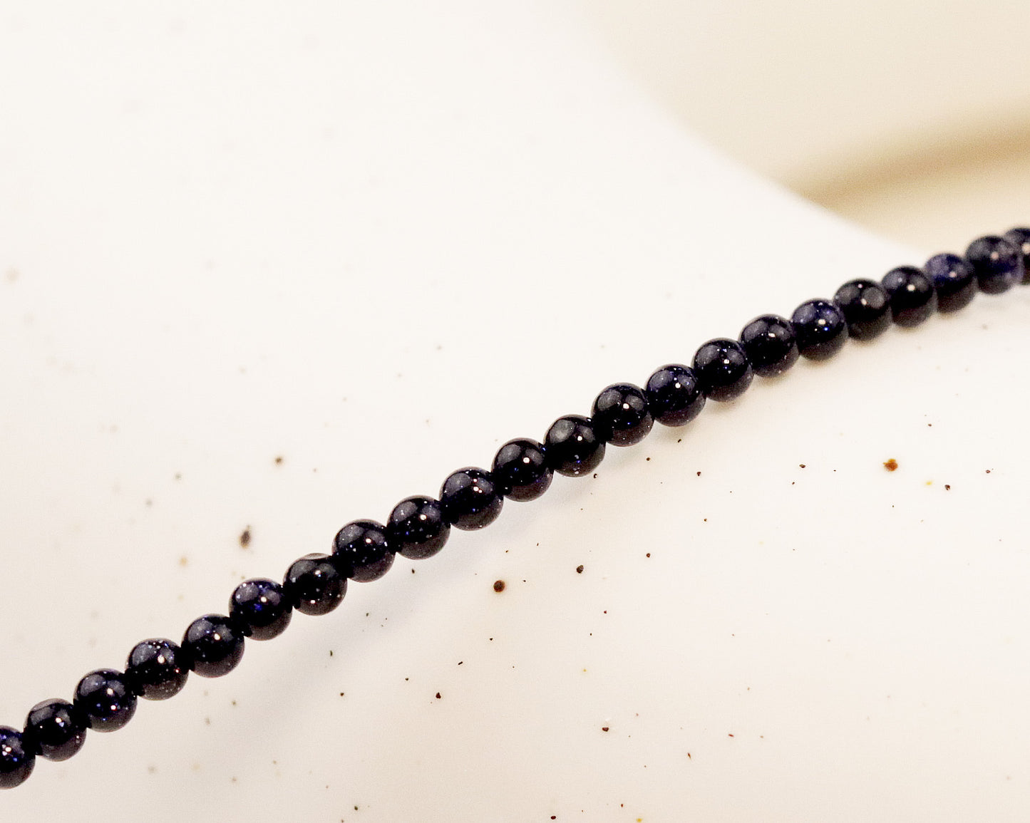 Blue Goldstone 2mm Round Beaded Choker, Bracelet, Tiny Beaded Necklace