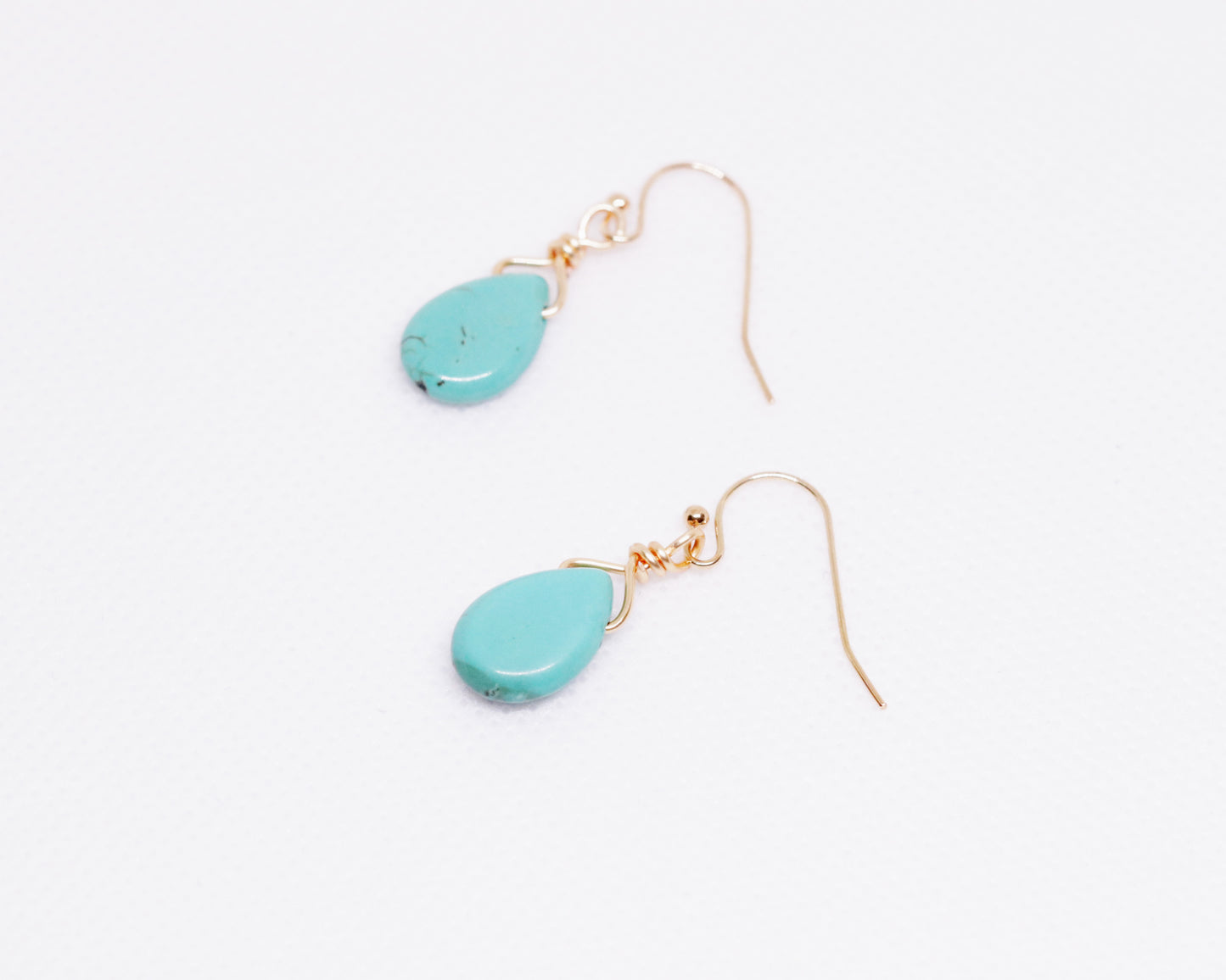 Natural Green Turquoise Teardrop-shaped Drop Earrings, Genuine Gemstones, Daily Earrings