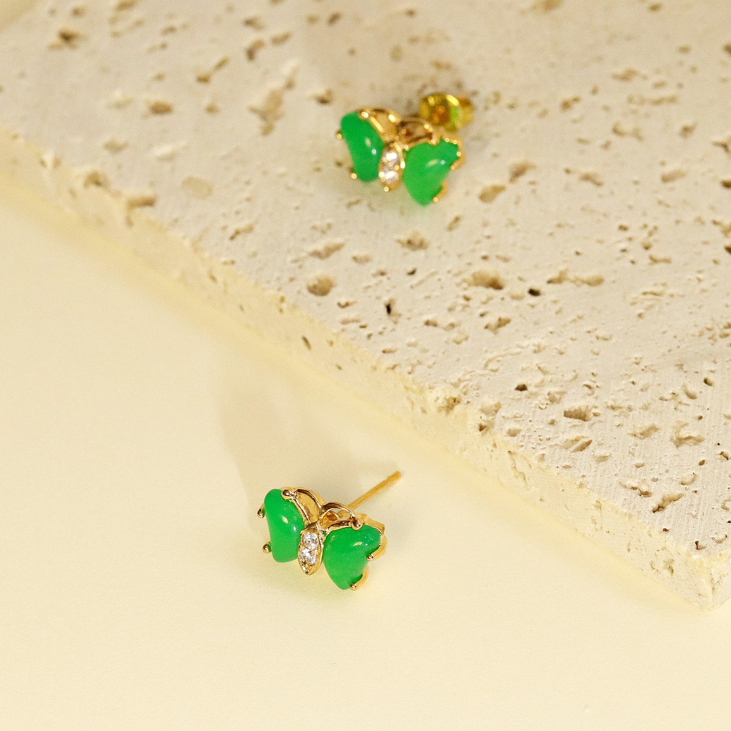 Green Jade Butterfly Stud Earrings, Natural Gemstones, Earrings for Daily Wearing