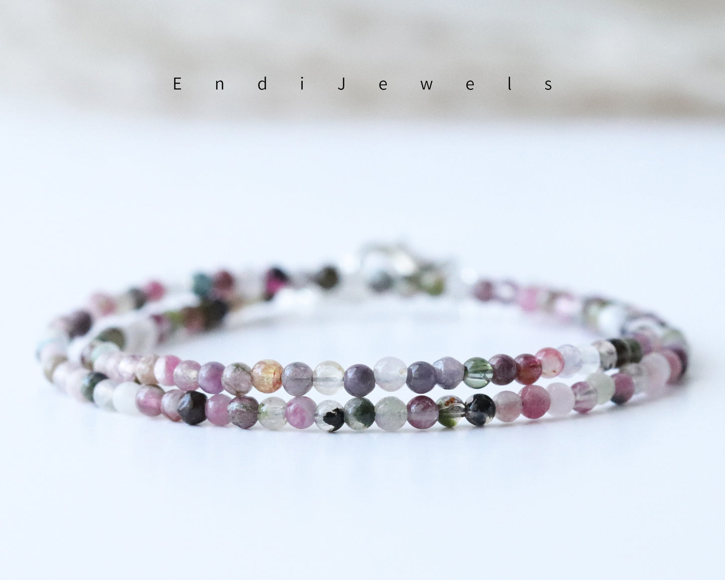 Tourmaline 3mm Round Beaded Choker, Bracelet, Natural Gemstones