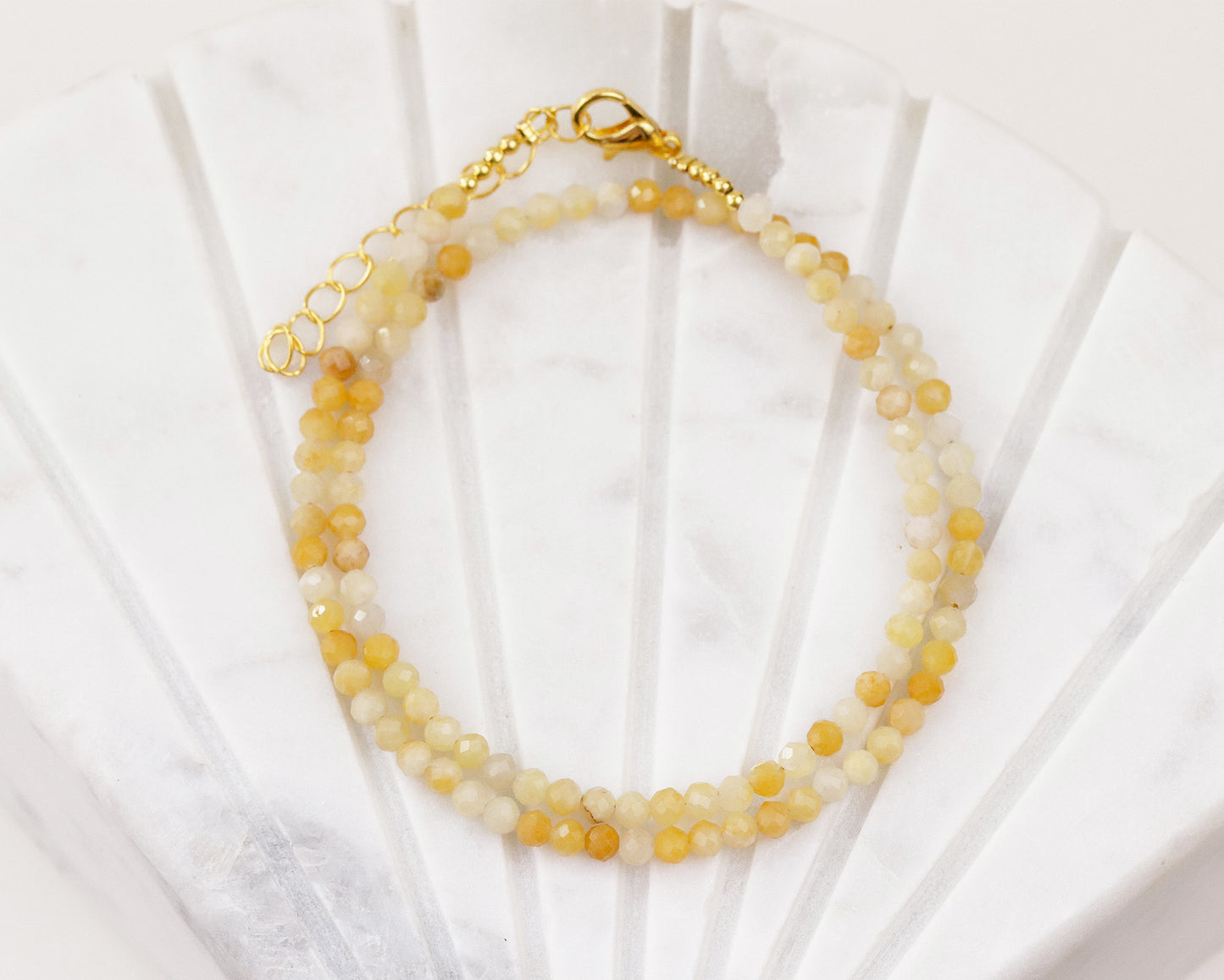 Yellow Jade 3.2mm Faceted Beaded Choker, Bracelet, Natural Gemstone Beaded Necklace