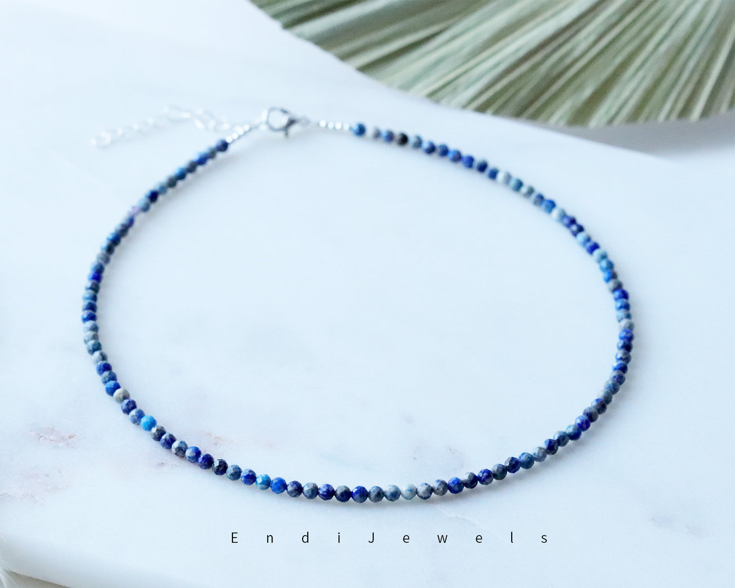 Lapis Lazuli 3mm Faceted Beaded Choker, Bracelet, Natural Gemstones, Lapis Lazuli AB Beads