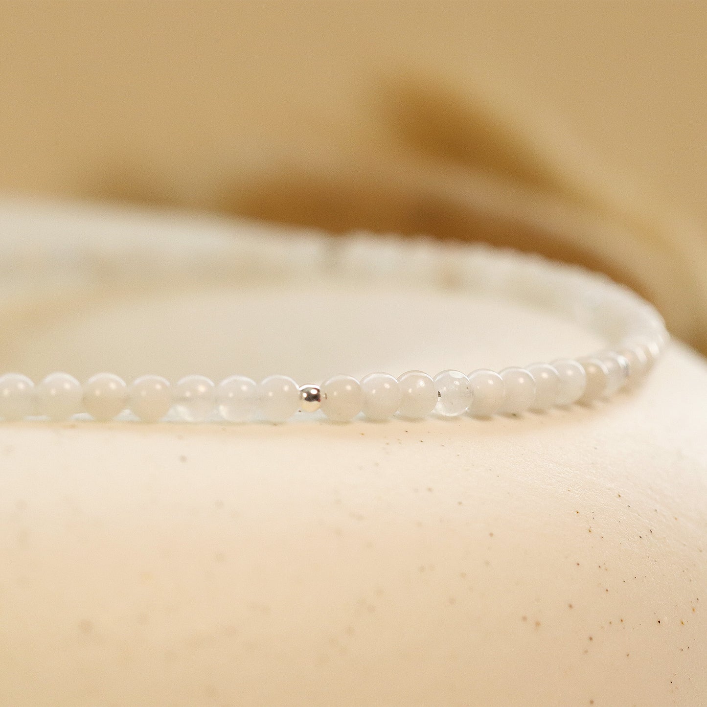 Moonstone 3mm Round Beaded Choker, Bracelet, Natural Gemstones