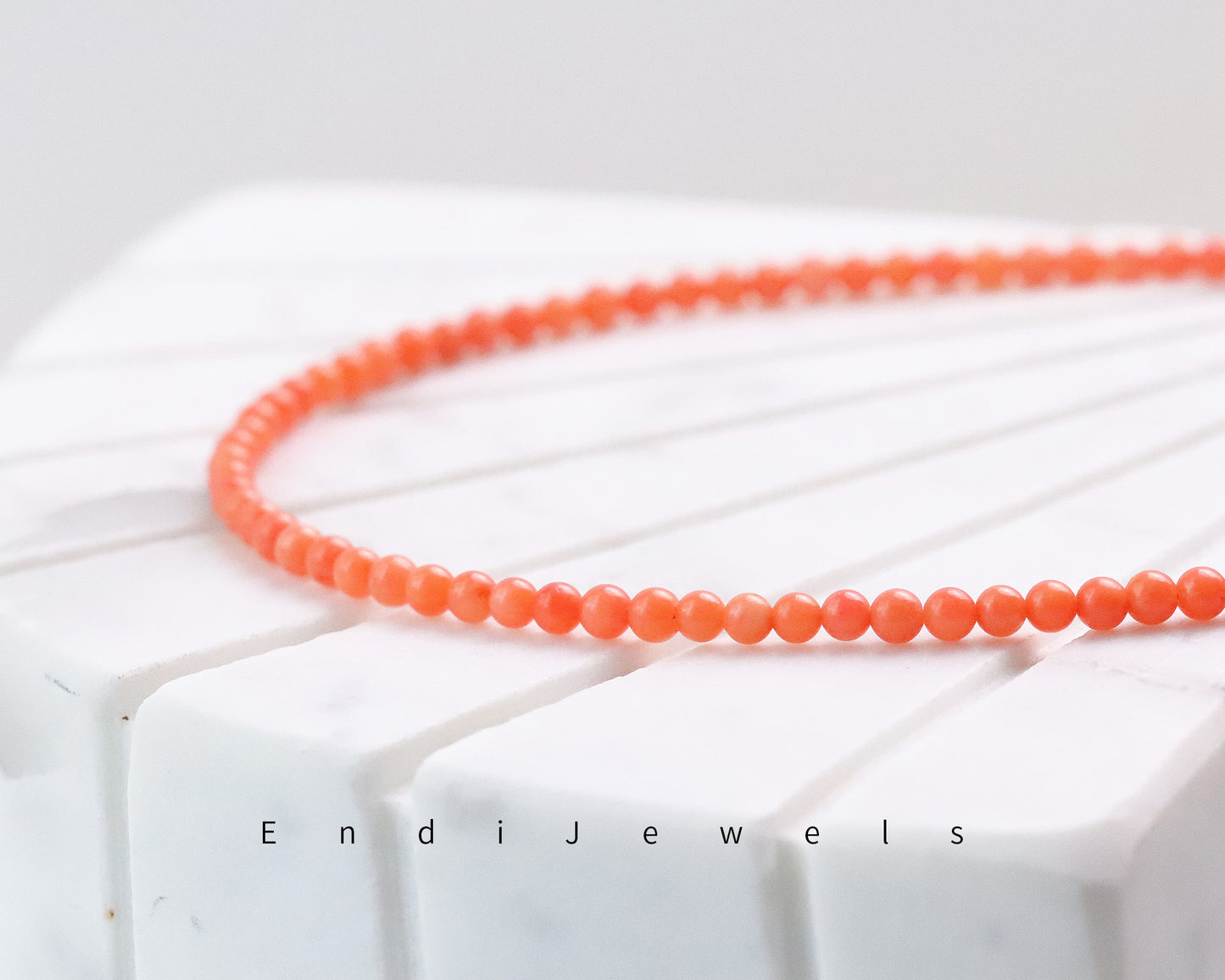 Pink Coral 3mm Round Beaded Choker, Bracelet, Natural Coral Gemstone Beads