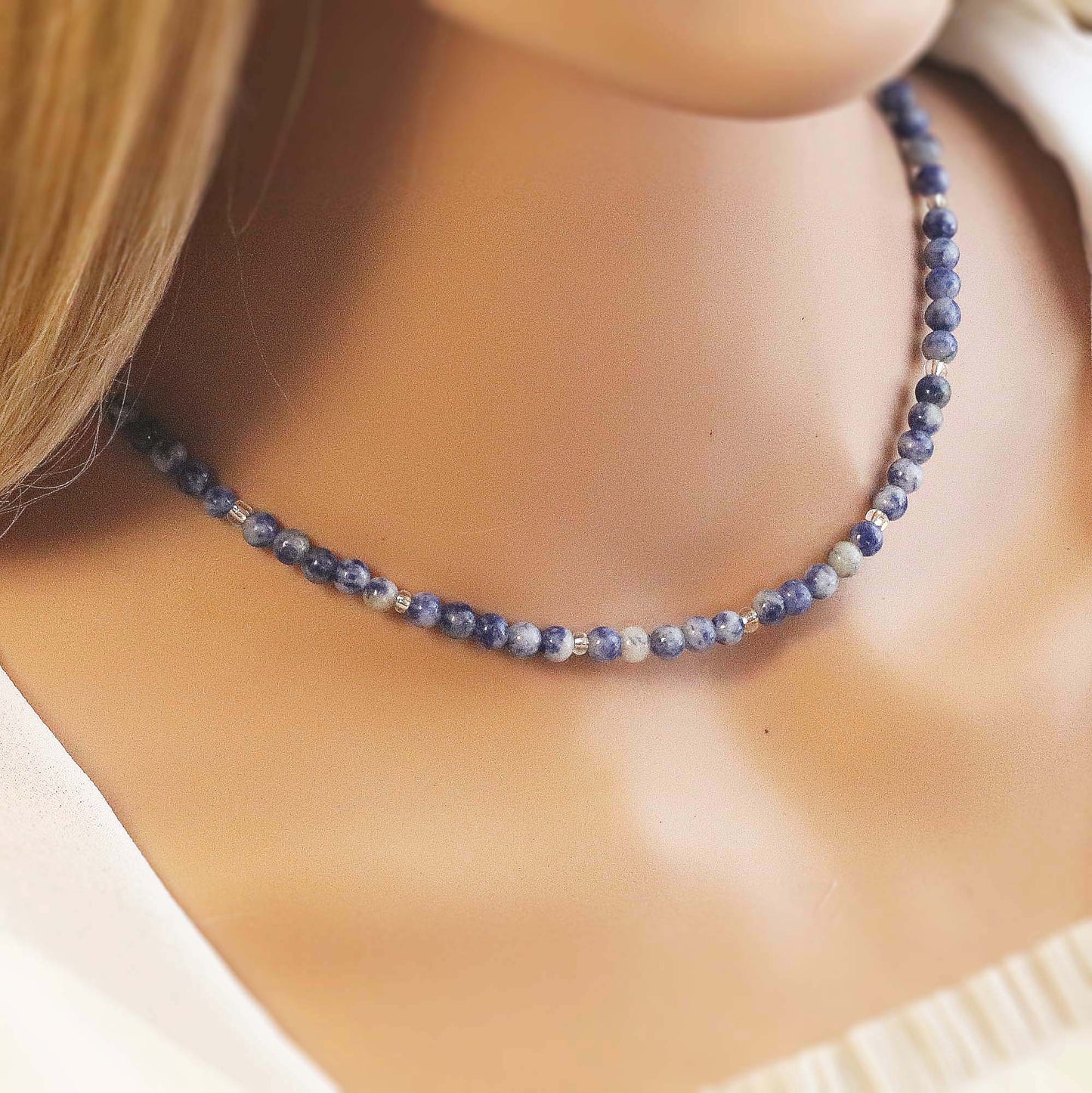 Sodalite 4mm Round beaded Choker, Bracelet, Natural Gemstones