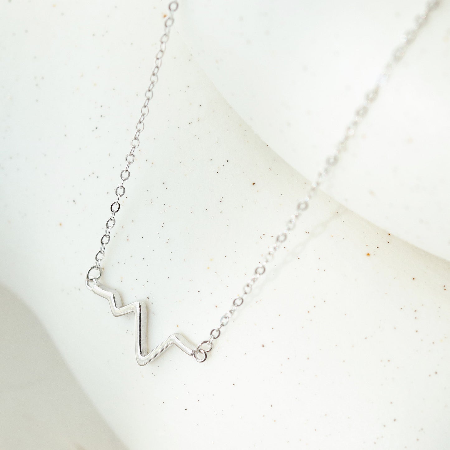 Electrocardiogram Pendant Necklace, 925 Sterling Silver, Simple Design, Minimalist Style Chain