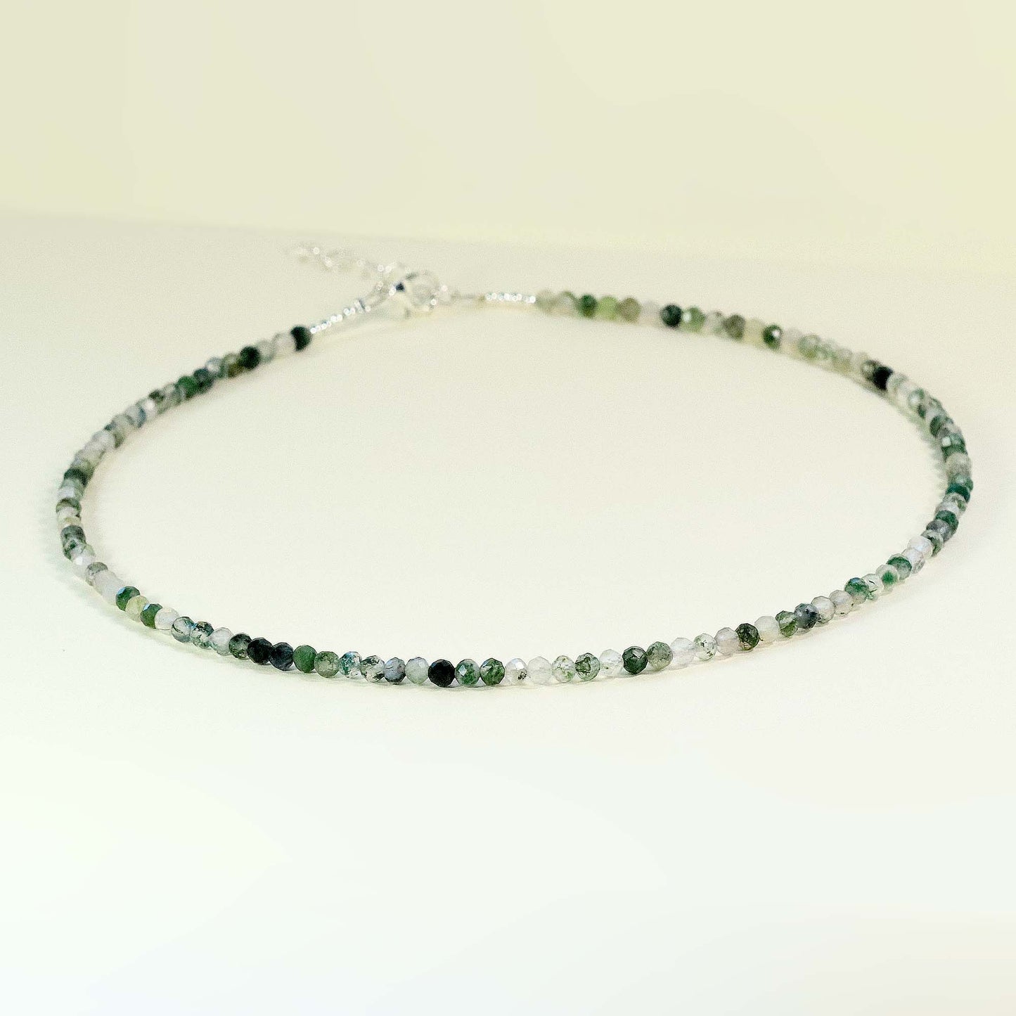 Grass Agate 3mm Faceted Beaded Choker, Bracelet, Natural Gemstones