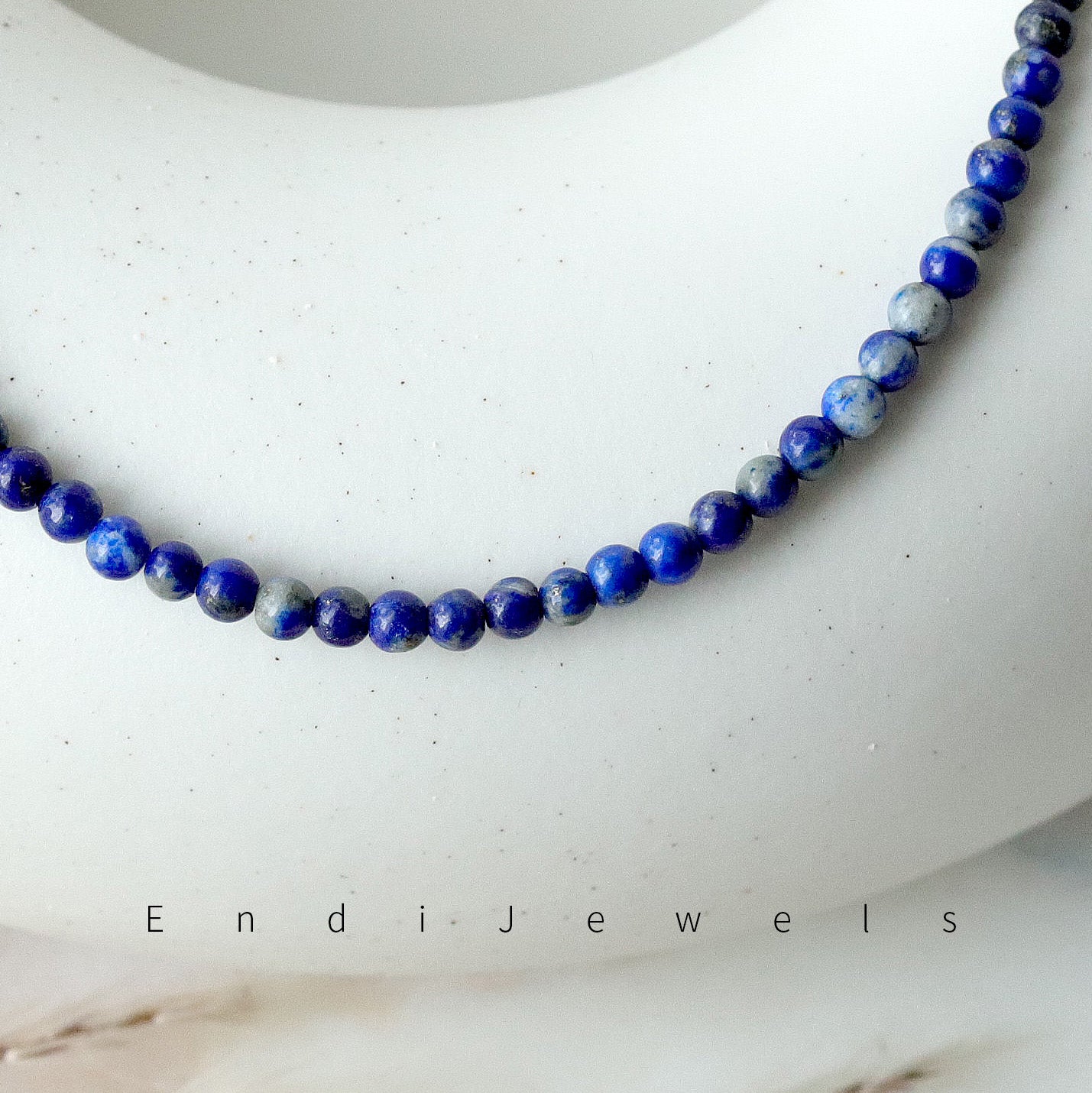 Lapis Lazuli 3mm Round Beaded Choker, Bracelet, Natural Blue Gemstones