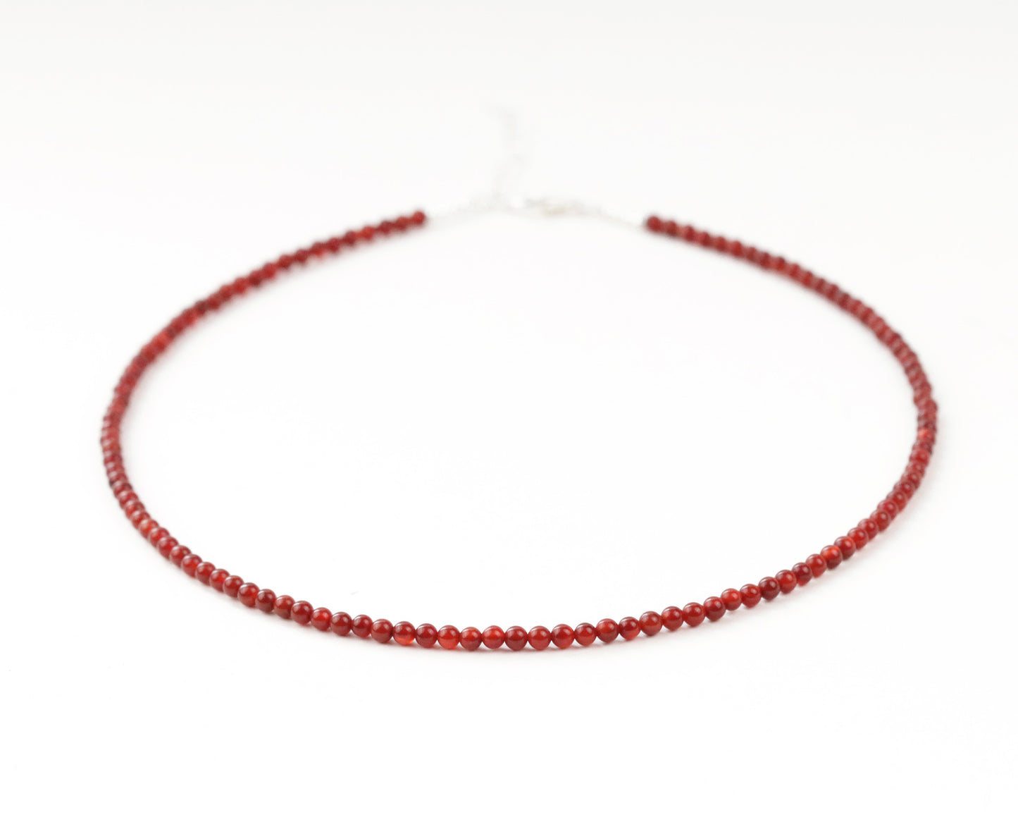 Red Agate 3mm Round Beaded Choker, Bracelet, Natural Gemstones Beaded Necklace