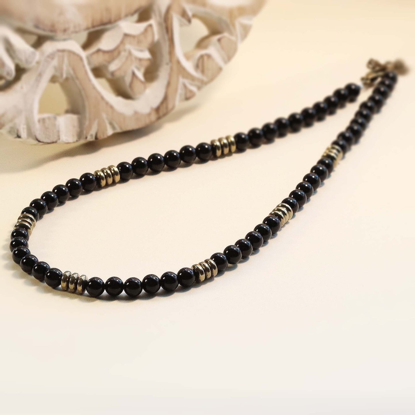 Black Onyx 6mm Round Beaded Choker, Bracelet, Natural Gemstones