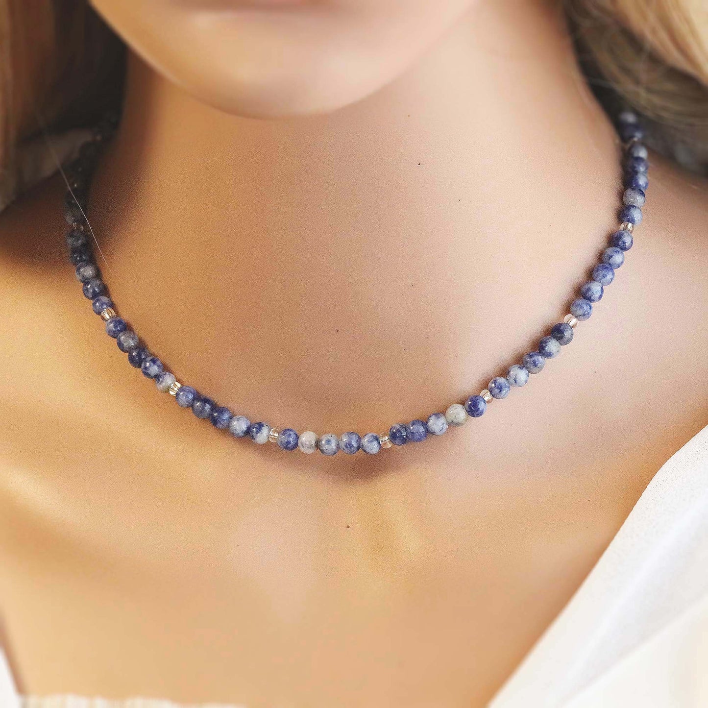 Sodalite 4mm Round beaded Choker, Bracelet, Natural Gemstones