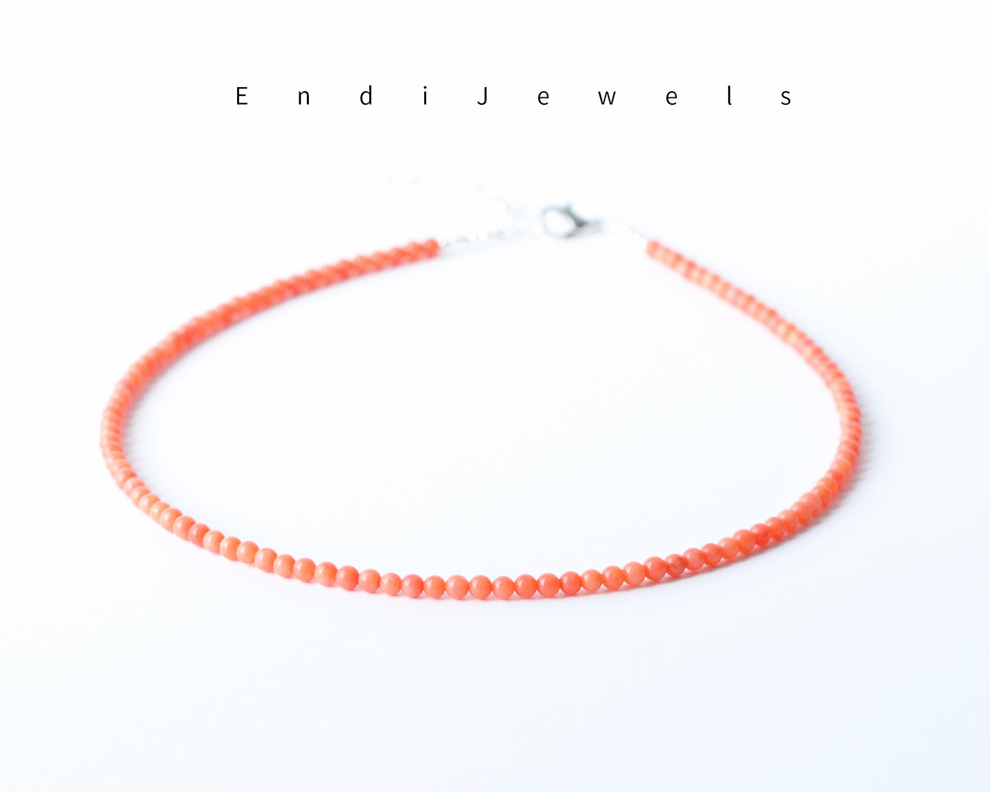 Pink Coral 3mm Round Beaded Choker, Bracelet, Natural Coral Gemstone Beads