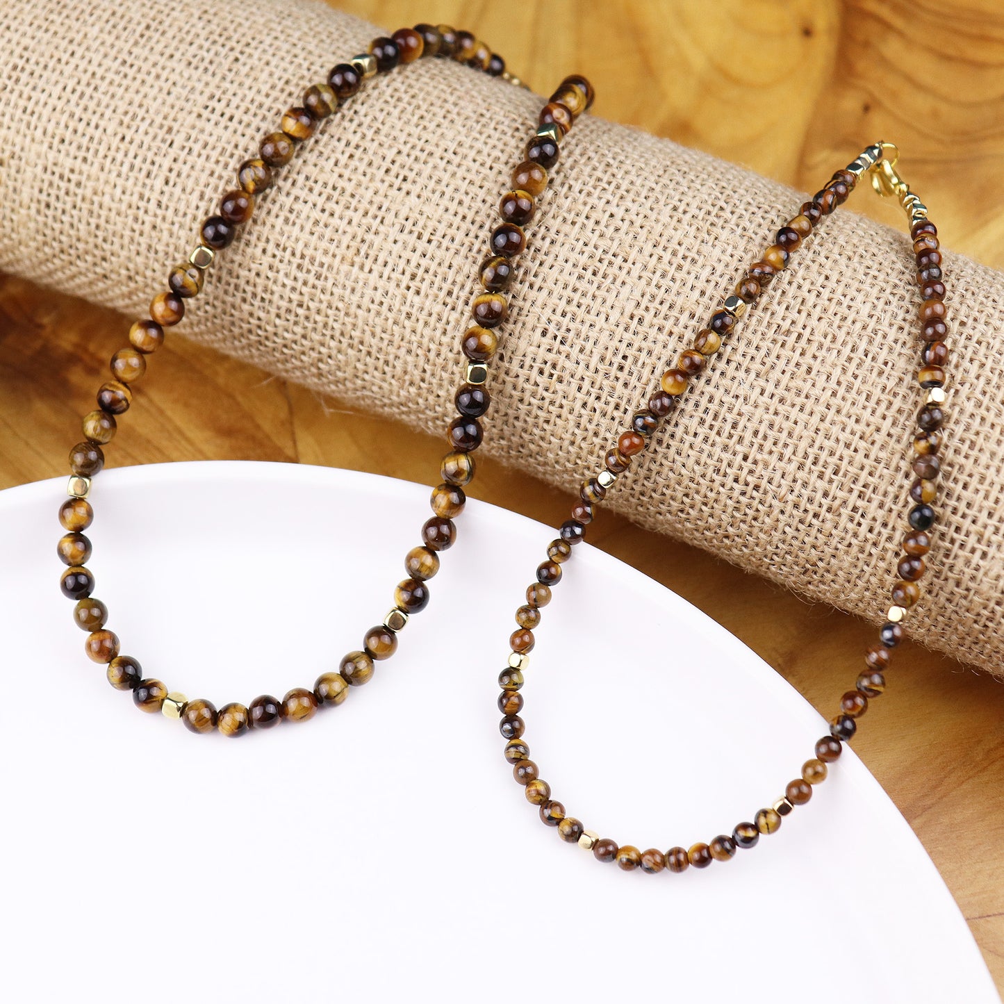 Tiger's Eye 4mm/6mm Round Beaded Necklace, Bracelet, Natural Gemstones